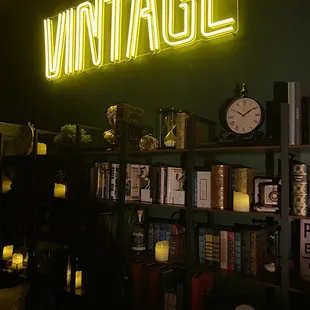 a neon sign that reads vintage