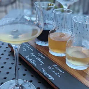 Flight of a white, orange, and red.