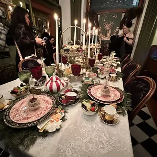 a table set for a holiday dinner