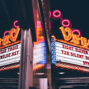 The iconic marquee for the Y2K Silent Disco Party!