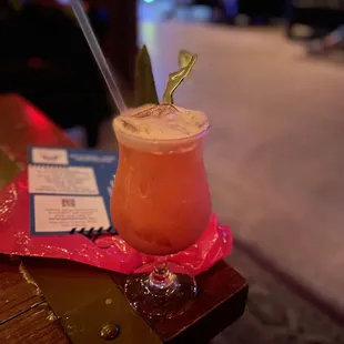 a drink on a table