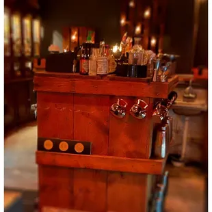 a close up of a bar