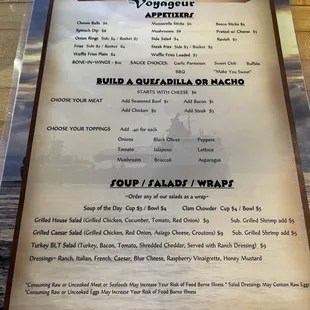 Bar menu