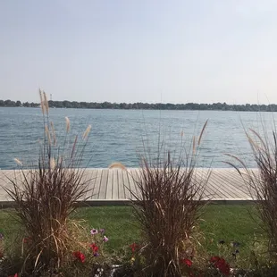 View of St Clair River from patio deck where we sat to eat