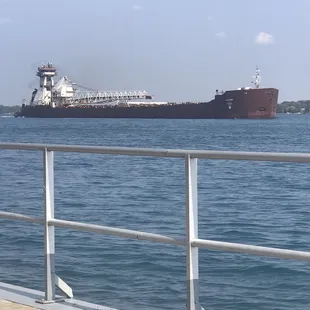 Large freighter going down river