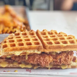 Buttermilk Fried Chicken and Waffle Sandwich