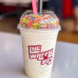 a milkshake with sprinkles in it