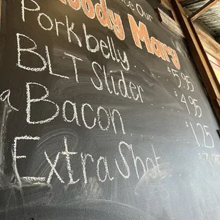 Drinks offered written on the wall