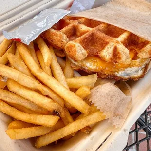Waffle sandwich with egg