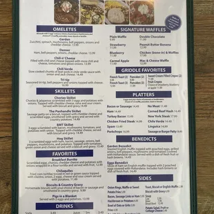 Breakfast menu