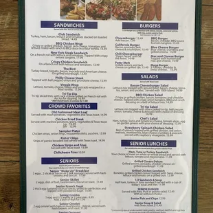 Lunch menu
