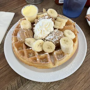 Peanut butter &amp; Peanut Butter Banana Waffle
