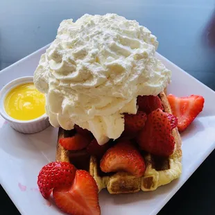 Strawberry and Lemon Curd Waffle