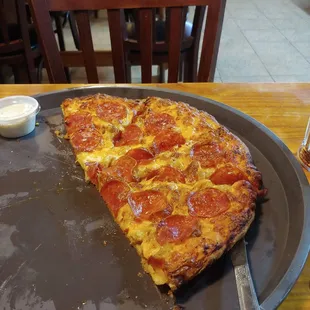 a slice of pepperoni pizza