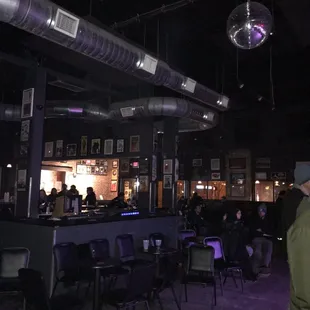 a disco ball hanging from the ceiling