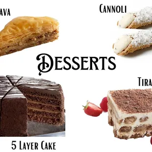 a variety of desserts