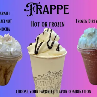 a variety of frozen drinks