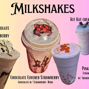 milkshakes and chocolate covered strawberries