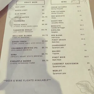 the menu