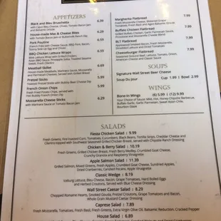 Front of menu