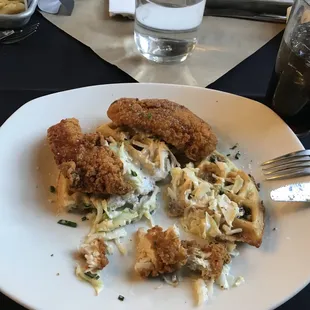 Chicken &amp; Waffles, Cole Slaw Nice Touch.  Only wish the waffle was Belgian and fluffier.