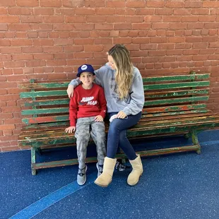 My son and I on one of the Griffith park benches that Walt used to sit on!