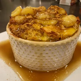 Southern bread pudding with banana whisky sauce