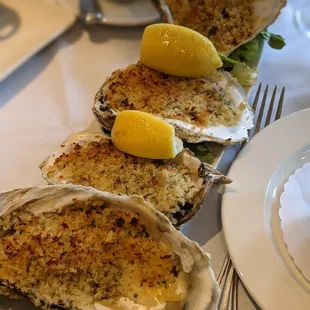 Charbroiled Oysters - 4 of the largest oysters I have ever seen