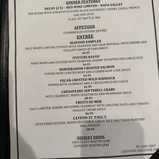 THANKSGIVING LUNCH AND DINNER MENU