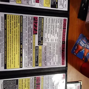 a menu for a fast food restaurant