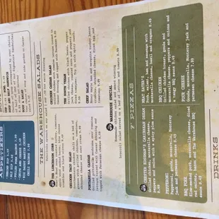 a menu for a restaurant