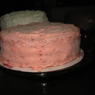 two cakes on a plate
