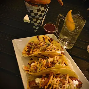 Fish tacos and toki highball