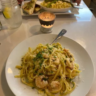 Garlic shrimp pasta &amp; famous Mac n cheese