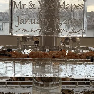 Ice sculpture at cocktail hour