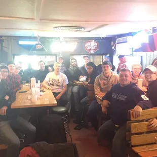 UW-Stout Men's Basketball team end of season wing party