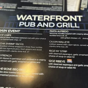 Partial menu