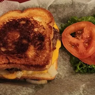 Patty melt (I substituted white bread for the rye)