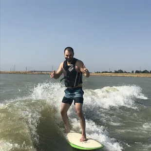 Wakesufing behind the 2018 MasterCraft NXT22. Thanks Lysle!