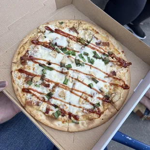 The chicken bacon ranch pizza. YES.