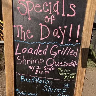 Black board with specials