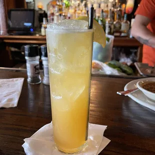 a tall glass of lemonade