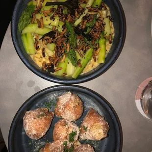 Corn Beignets and Asparagus