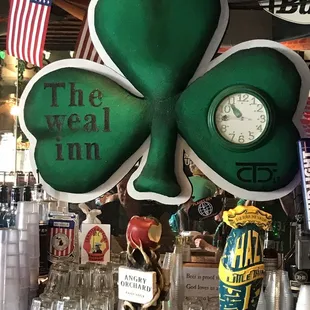 a clock and a shamrock