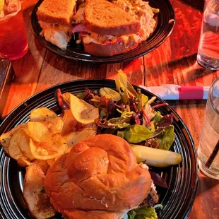 The Weary Traveler Reuben, Walleye Burger, Wisconsin Cherry Grenadine with Seltzer, Rose Lime Seltzer