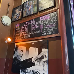 Specials menu and cool original art display