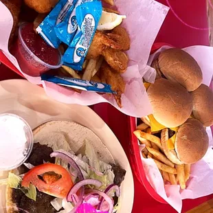 two plates of food on a table