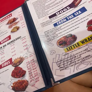 the menu of the restaurant