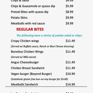 Regular Menu
