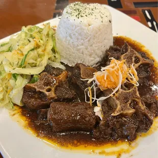 Oxtail with White Rice and Cabbage